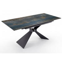 ESSTISCH Luciano Stahlblau-Oxid-Optik / schwarz 180-230 / 90 / 75cm - Blau/Schwarz, Holz/Keramik (230/90/76cm) - Feldmann-Wohnen