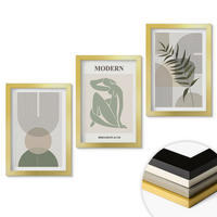 WANDBILDER 3er Set - 20x30 cm Goldrahmen - Stilvolle Pflanzengrafiken - Goldfarben, Kunststoff (20/30cm) - ArtPrintCave