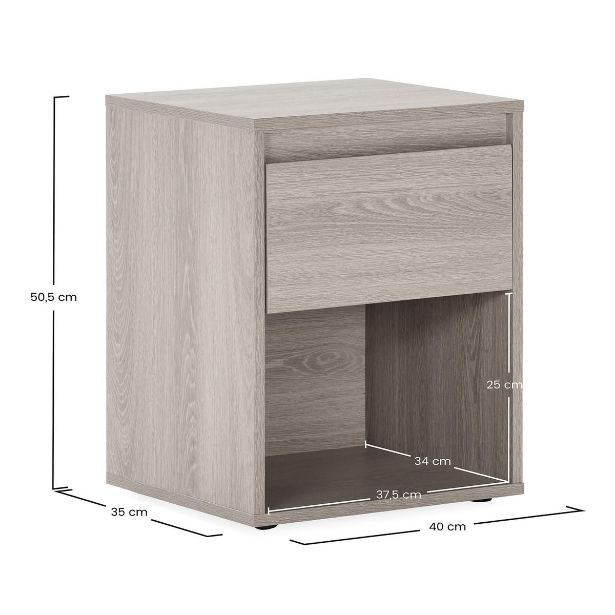 NACHTTISCH Tori Eichenfarbe - Honigeiche, Holzwerkstoff (40/50.5/35cm) - VS Venta-stock