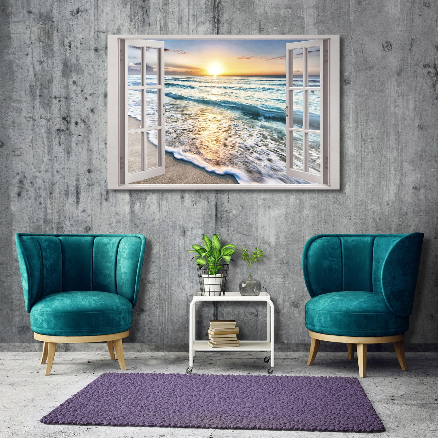 LEINWANDBILDER Strand Meer Modern 80x60 - Multicolor, Holzwerkstoff (80/60cm) - Wallarena