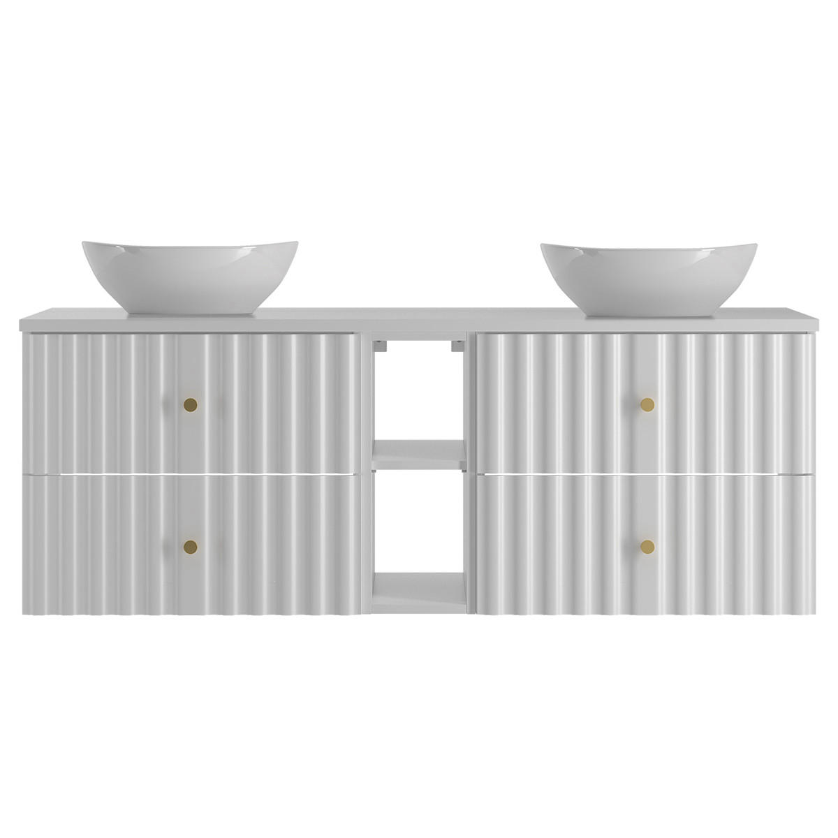 DOPPELWASCHTISCH 140.6cm Izae Weiß - Weiß, Holzwerkstoff (140.6/52.2/46.5cm) - Petits-meubles