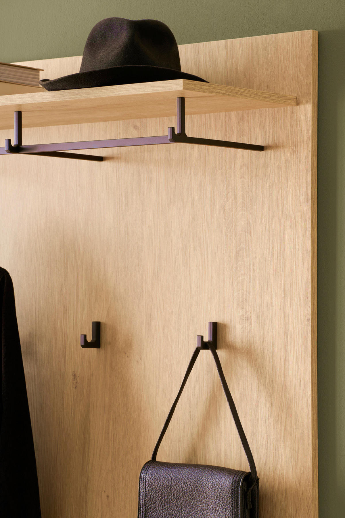 GARDEROBE-SET Stone Eiche 4-teilig 158 cm, Set mit viel Stauraum - Eichefarben/Schwarz, Holzwerkstoff/Metall (158/200/40cm) - Furn.Design