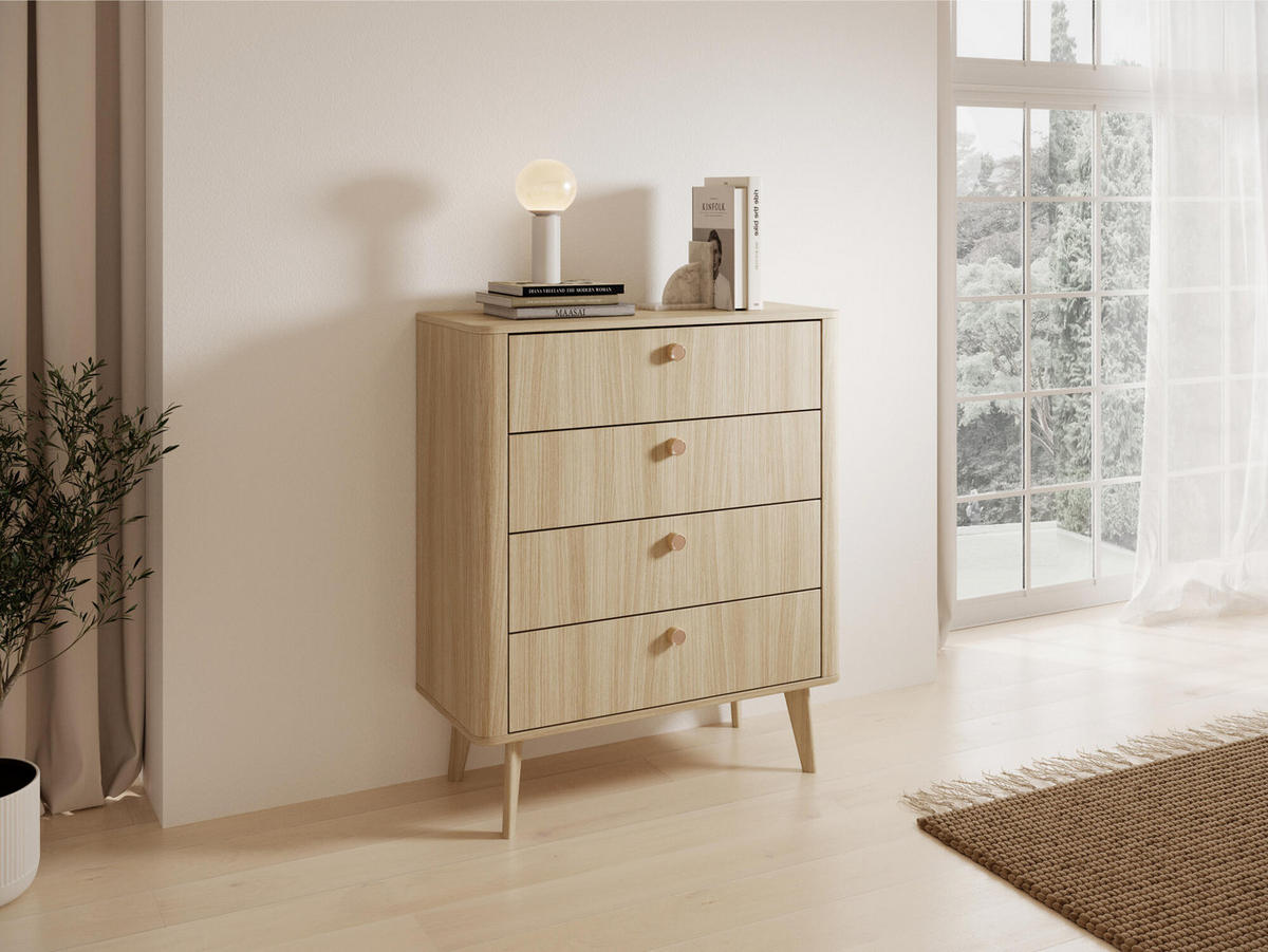 KOMMODE VIKI Beige 88x38x103 cm - Beige, Holzwerkstoff (88/103/38cm) - FURNLUX