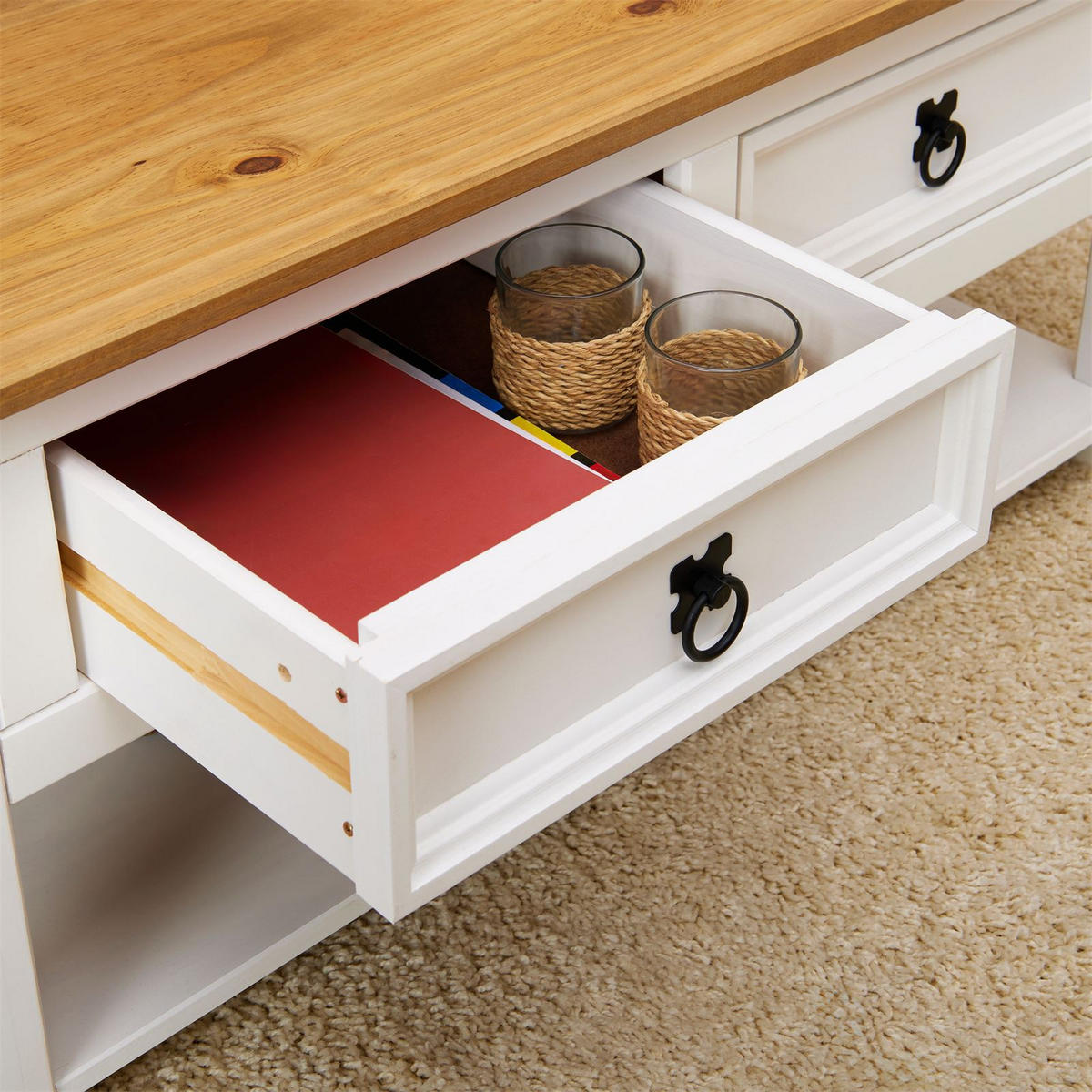 COUCHTISCH CAMPO weiß/braun - Weiß/Braun, Holz (60/100/45cm) - CARO-Möbel