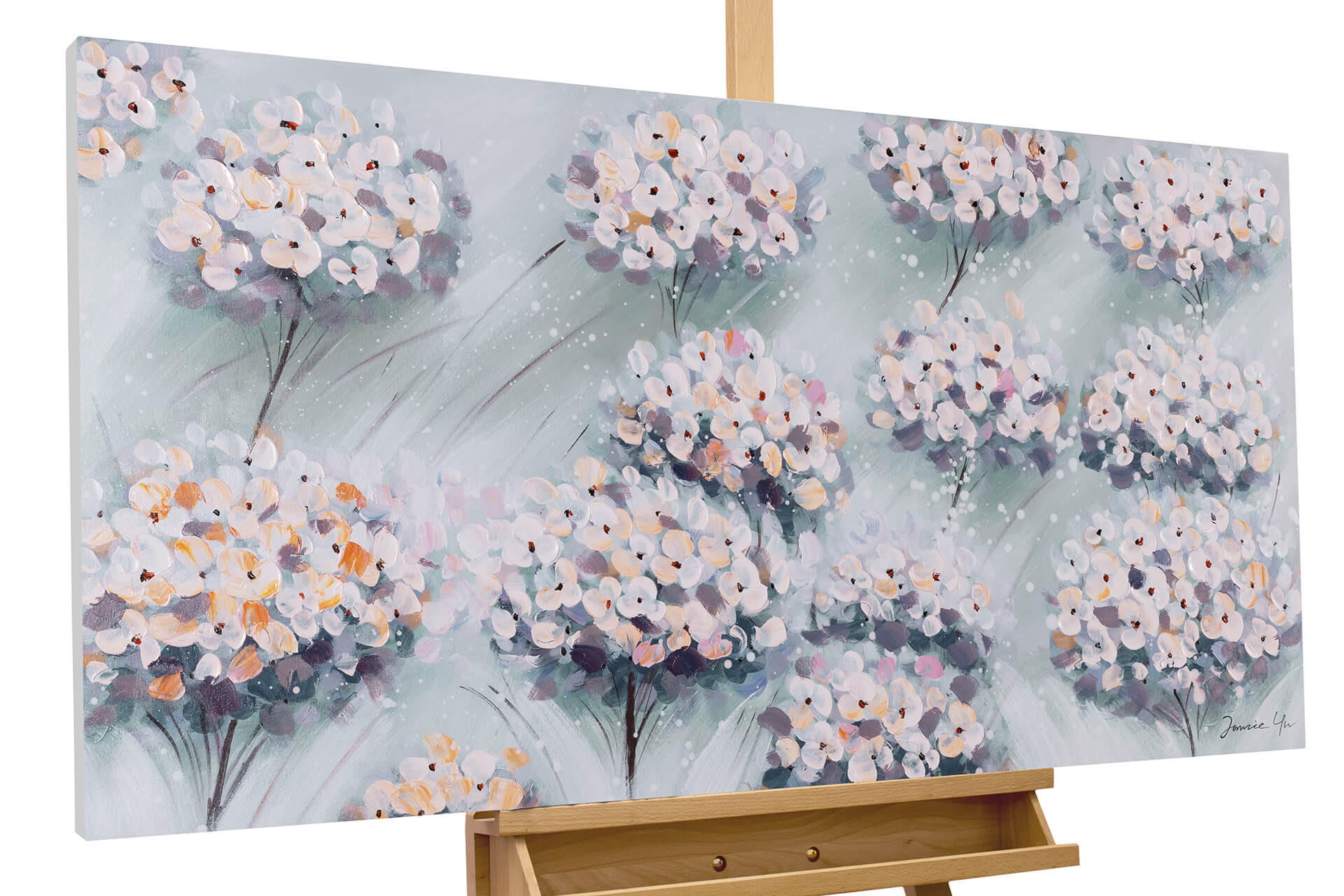 ACRYLBILD HANDGEMALT 120/60 cm - Blau/Grau, Holz/Textil (120/60cm) - KUNSTLOFT
