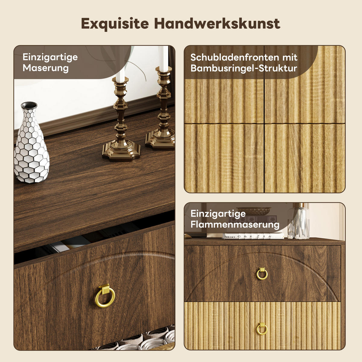 SIDEBOARD in Naturfarben Kommode mit Stauraum und modernes Design für Wohnzimmer und Esszimmer , B120/T40/H81cm - Naturfarben, Holzwerkstoff (120/81/40cm) - STILVORA