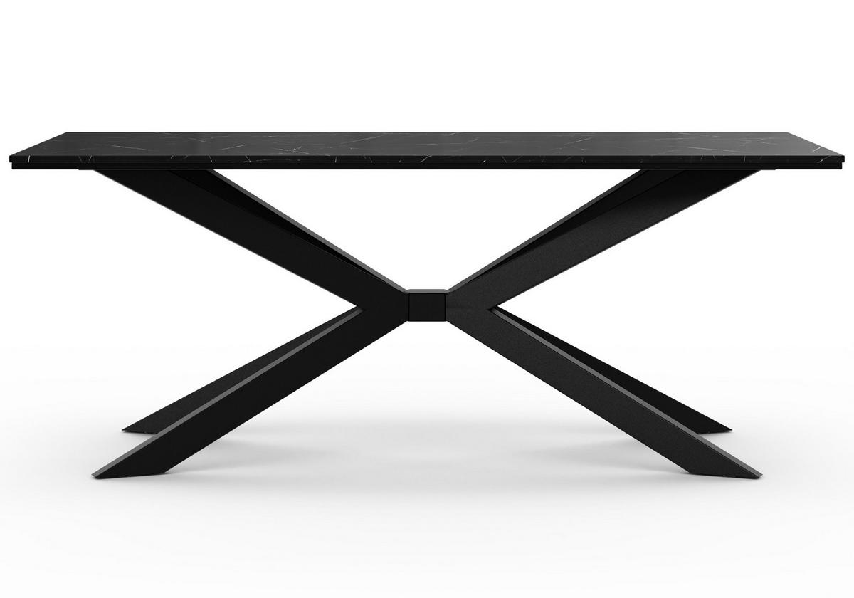 ESSTISCH 190 cm in Schwarz Marmor-Optik - Schwarz, Metall (90/190/76.5cm) - Home Collective