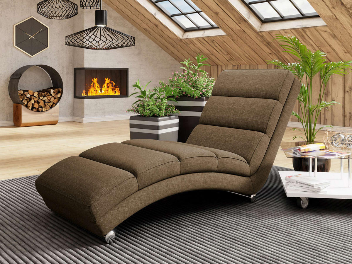 RELAXLIEGE Holiday - Chromfarben/Nussbaumfarben, Holz/Textil (62/84/180cm) - MIRJAN24
