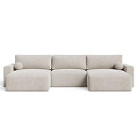 ECKSOFA U Aurora Beige - Beige, Holz/Textil (369/145cm) - Graingold