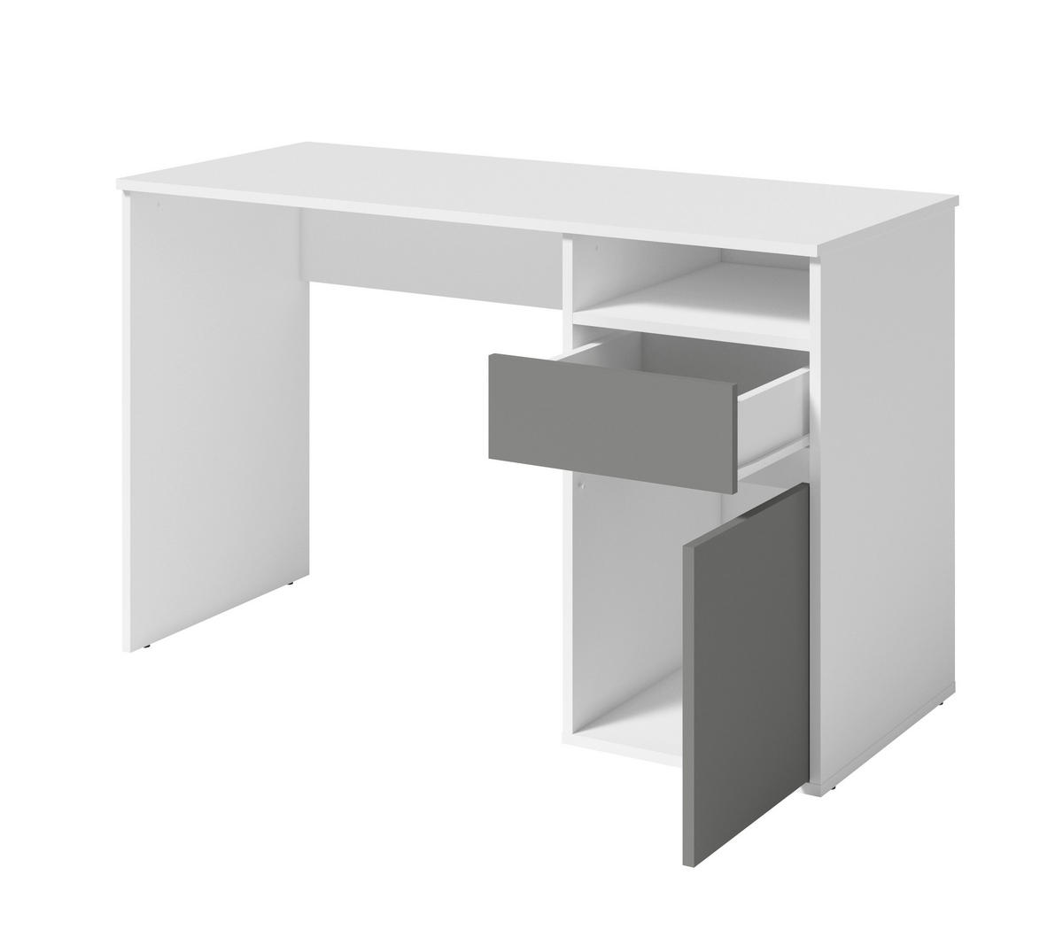 SCHREIBTISCH Weiß, Graphit 120/75,5/53 - Weiß, Holzwerkstoff (53/120/76cm) - RAUMHIRSCH FURNITURE