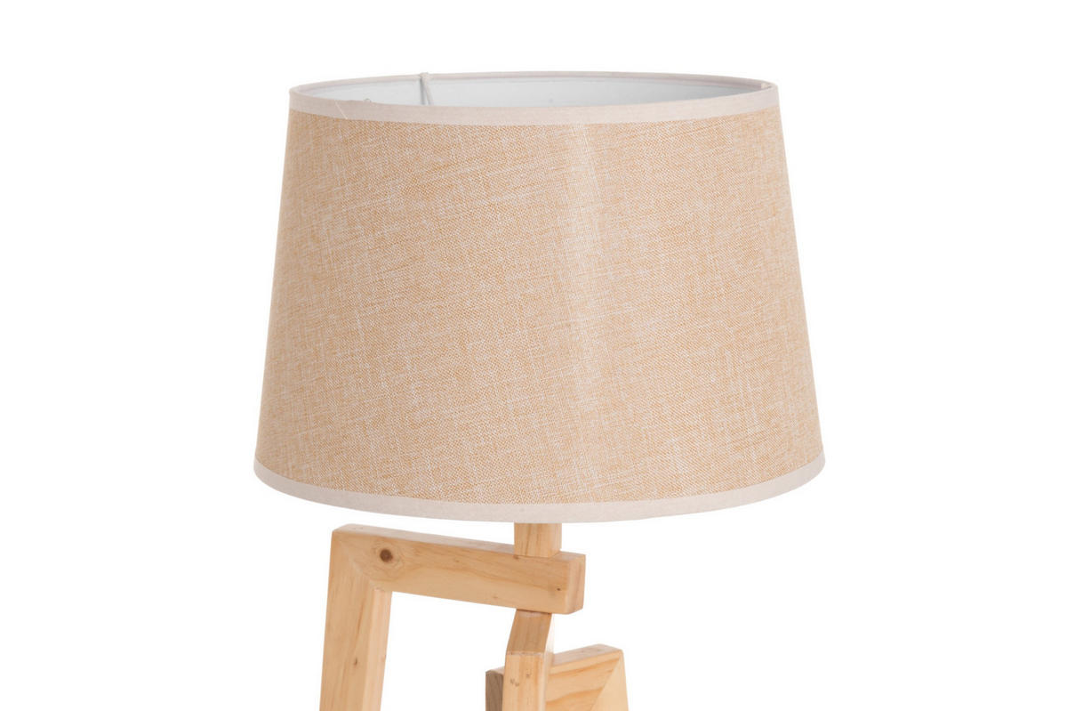 TISCHLAMPE Leinen 66 cm - Beige, Holz (30/30/66cm)