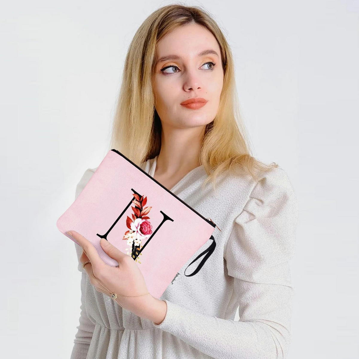 KULTURBEUTEL mit Initialen N, Pink - Rosa, Textil (5/16/24cm)