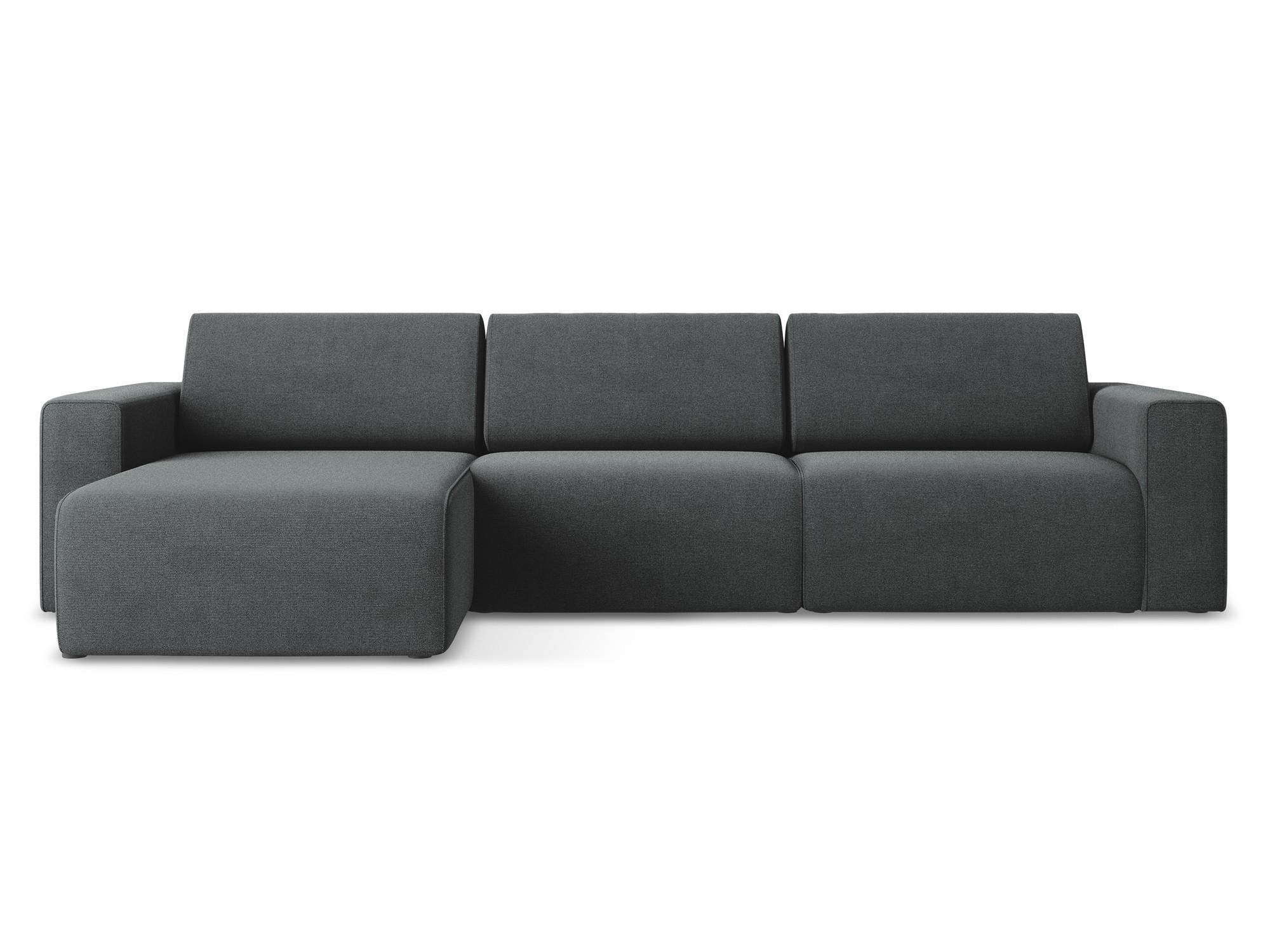 ECKSOFA Links Strukturstoff Stoff Grau - Schwarz/Grau, Kunststoff/Textil (167/314cm) - Makamii