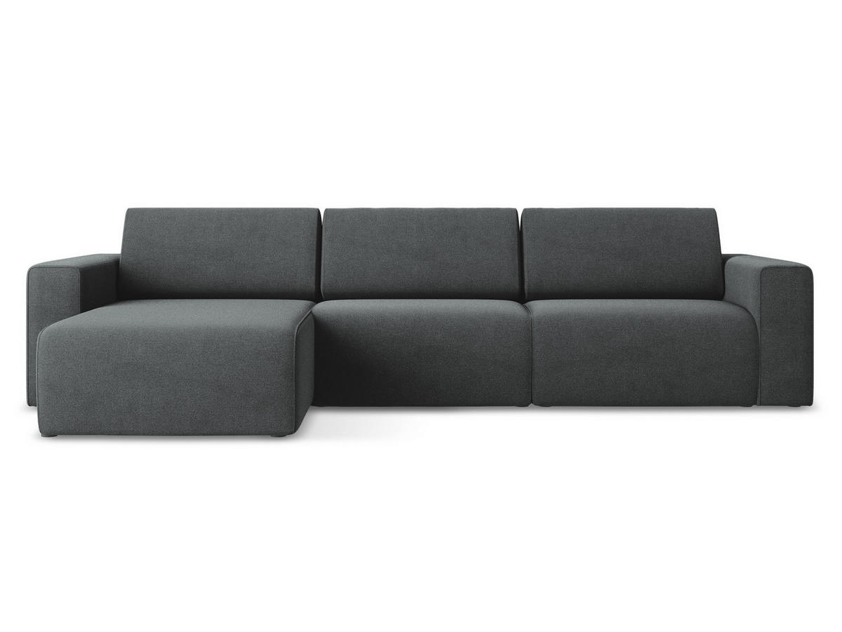ECKSOFA Links Strukturstoff Stoff Grau - Schwarz/Grau, Kunststoff/Textil (167/314cm) - Makamii