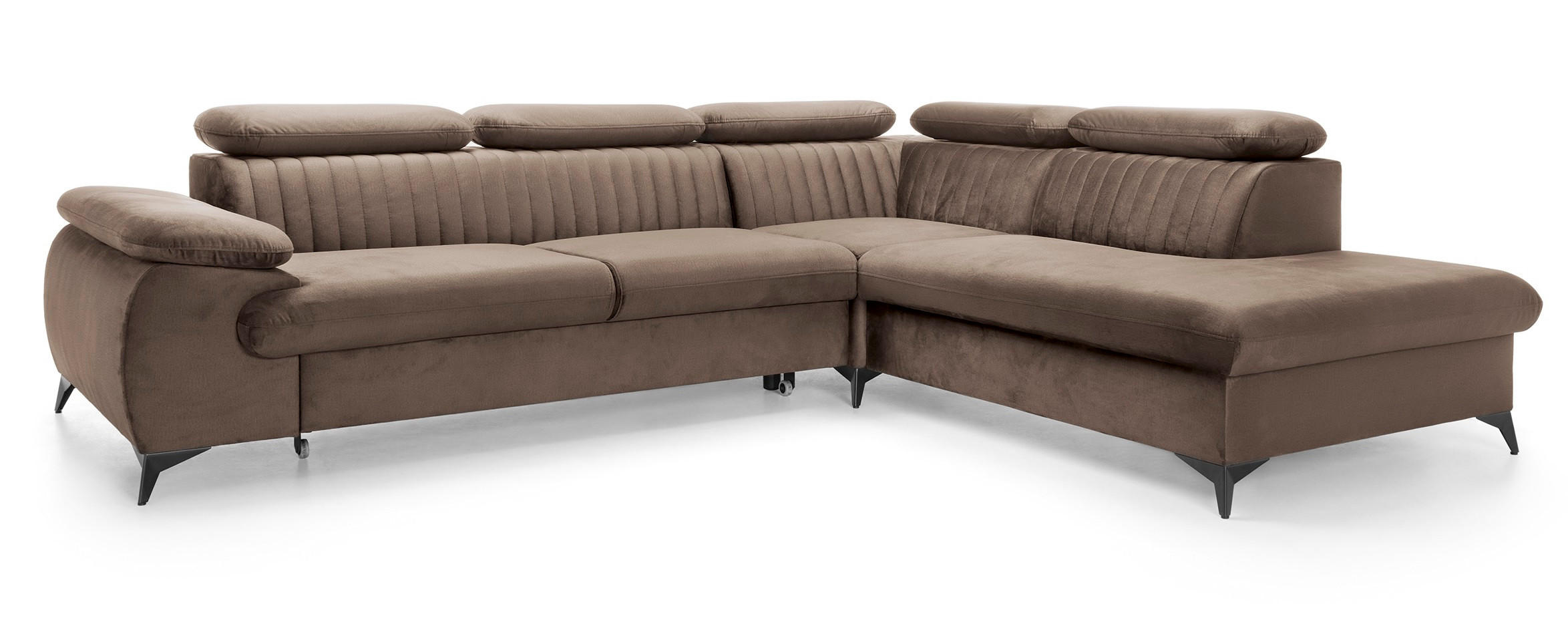 ECKSOFA 275 cm mit verstellbaren Kopfstützen Xanto L, Rechts, Braun - Braun, Holz (221/275cm) - Emporius