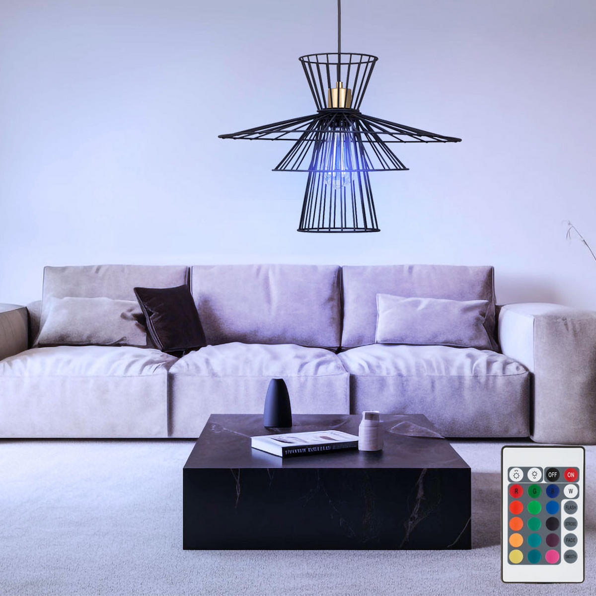 LED HÄNGELEUCHTE Metalldraht Schwarz - Schwarz, Metall (45/45/150cm) - Nowa