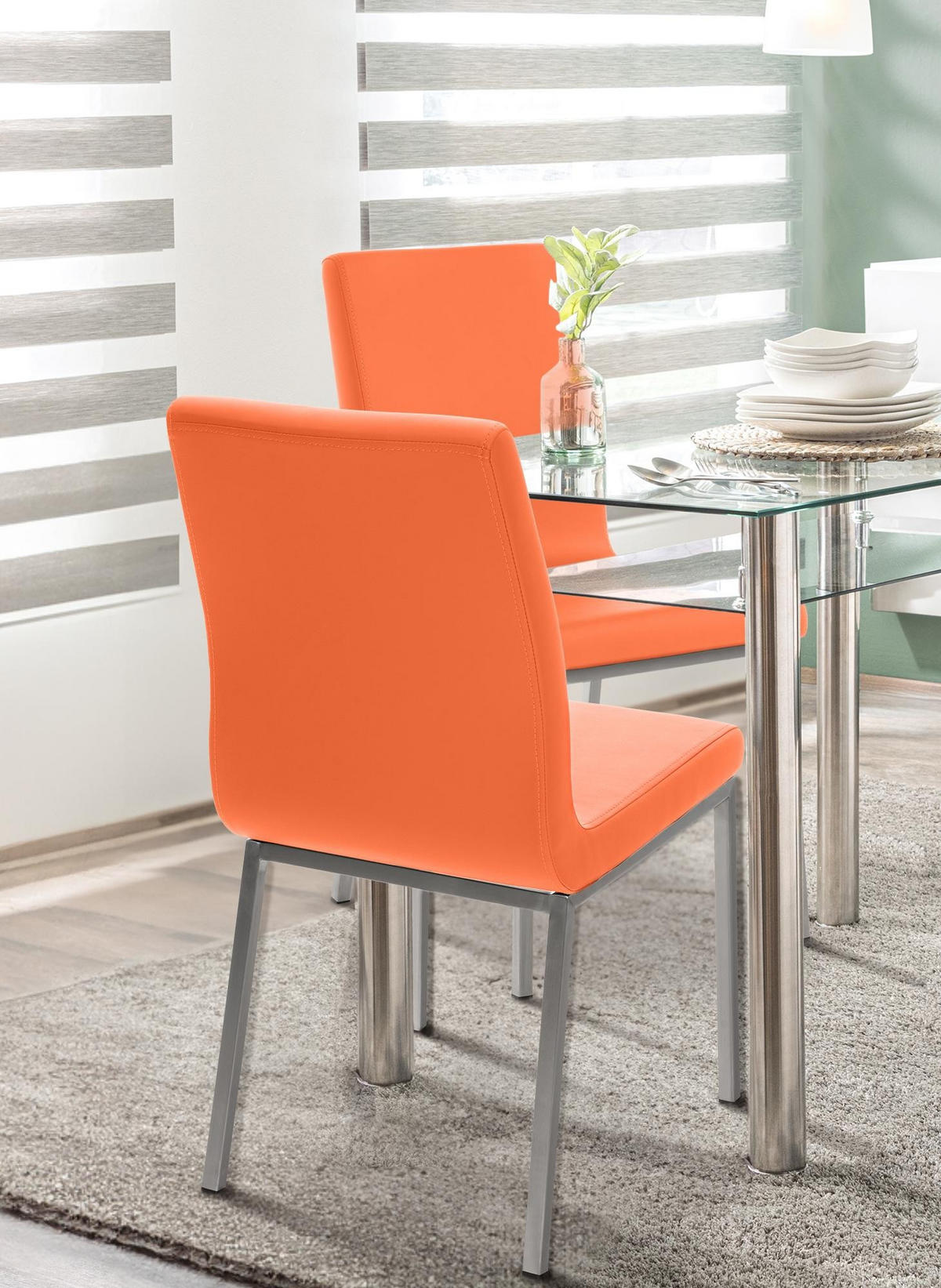 ESSZIMMERSTUHL Colmar 88x40x50 cm orange - Orange, Leder (40/88/50cm) - furnicato