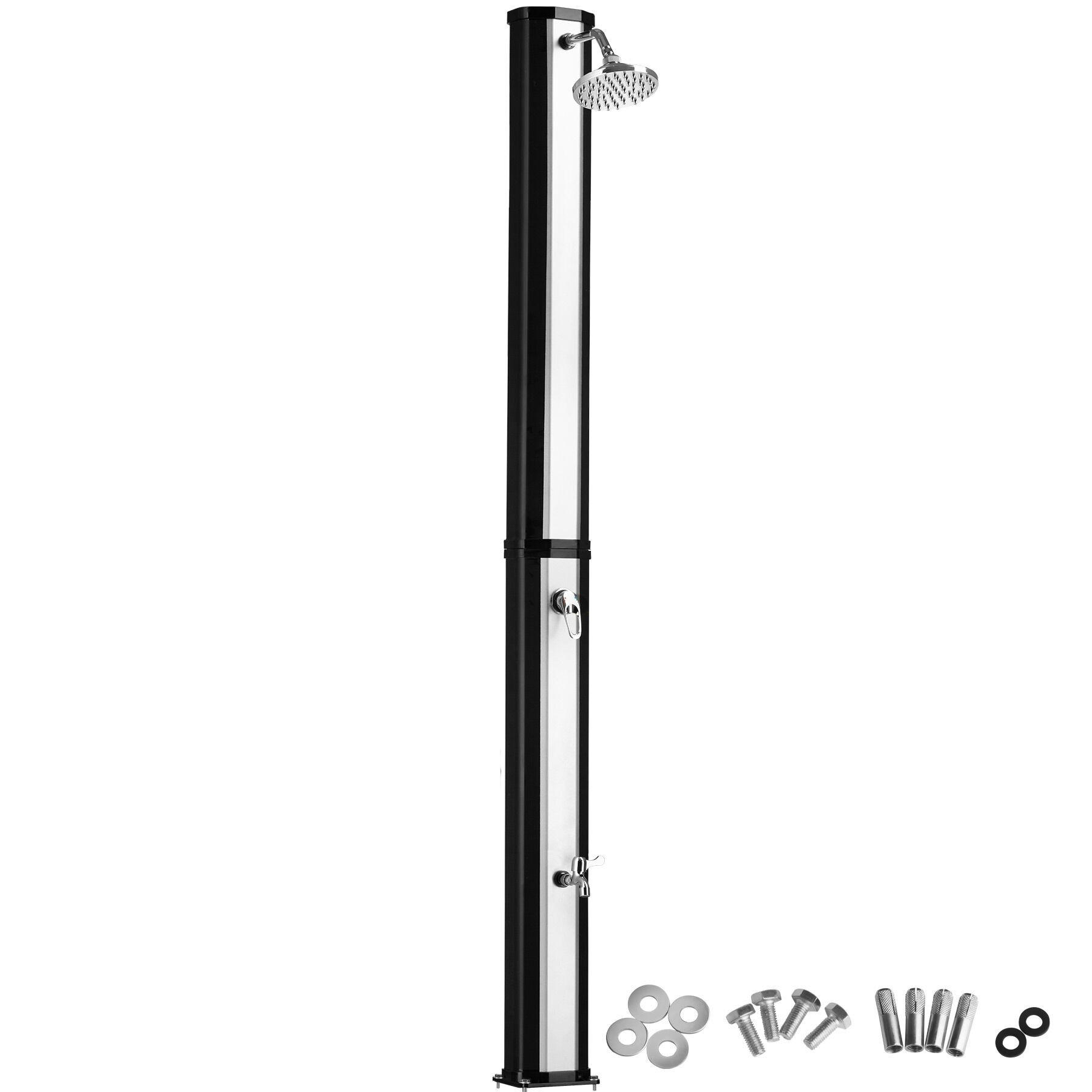 SOLARDUSCHE Ofanto,inklusive Wasserhahn,schwarz/silber - Silberfarben/Schwarz, Kunststoff (18/217/44.5cm) - tectake
