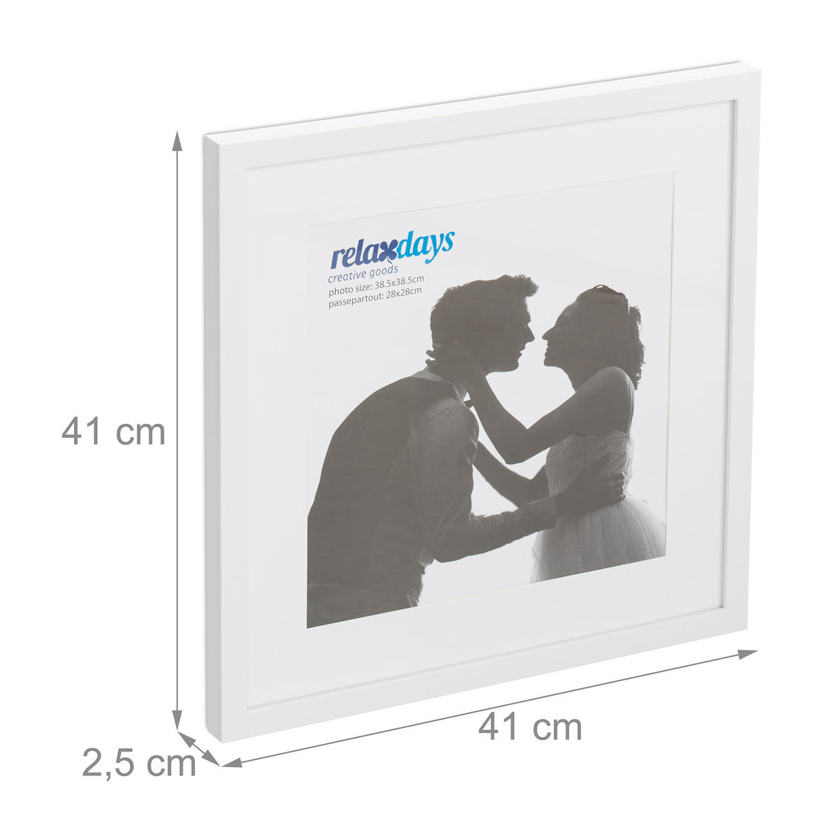 2XBILDERRAHMEN - Weiß, Glas/Holzwerkstoff (41/41/2.5cm) - Relaxdays