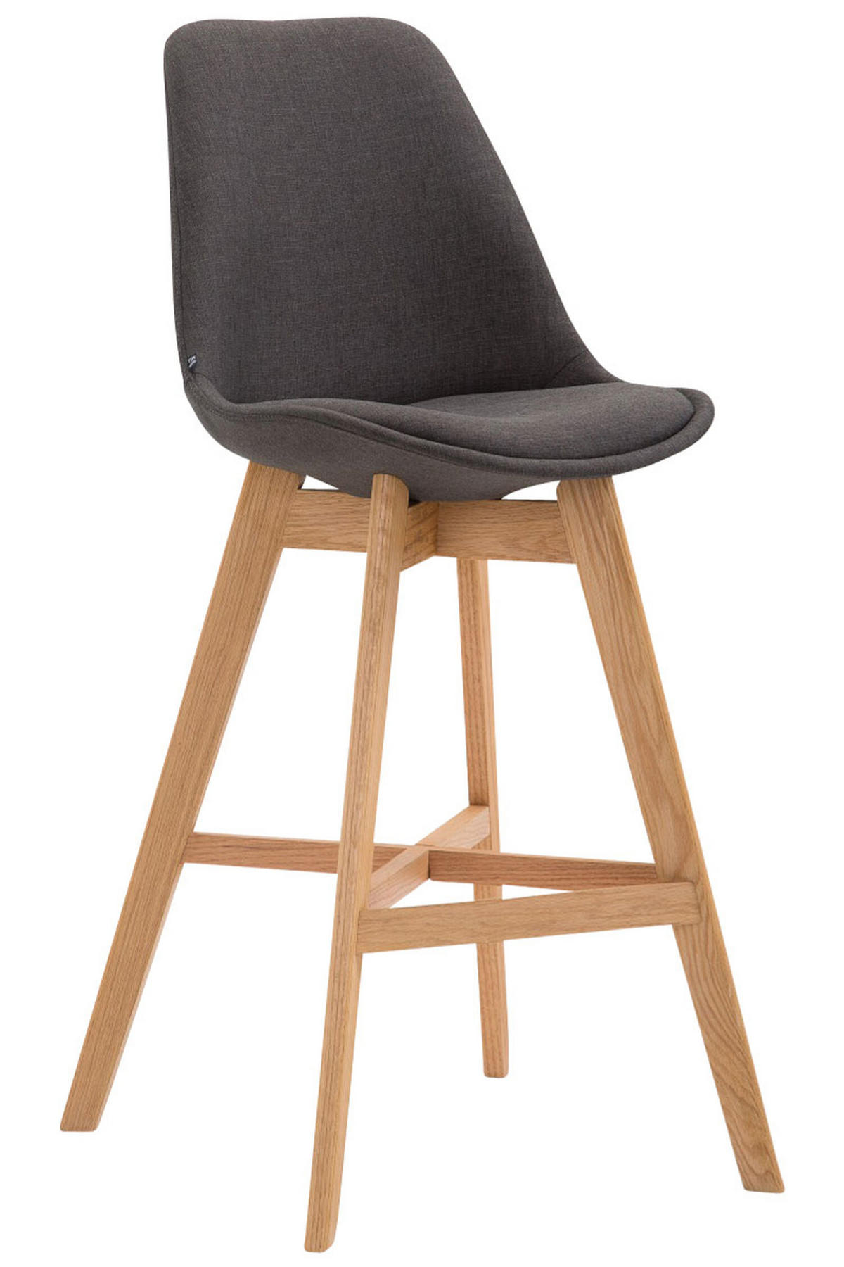 BARHOCKER Canada, Gestell Narura, Stoff Dunkelgrau - Dunkelgrau/Naturfarben, Holz/Textil (48/100/56cm) - TPFLiving
