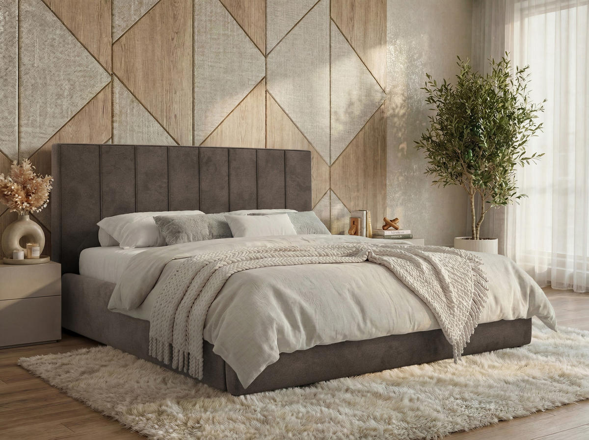 ČALOUNĚNÁ POSTEL TENARDO CLASSIC 200/200 - Hnědá Samet - bez matrace - černá/hnědá, textil/plast (200/200cm) - MKS