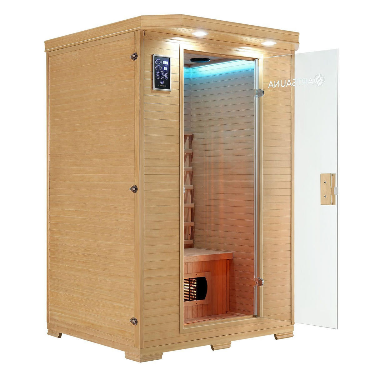 INFRAROTKABINE Oslo mit Vollspektrumstrahlern & Hemlockholz - Naturfarben, Holz (120/190/100cm) - Artsauna