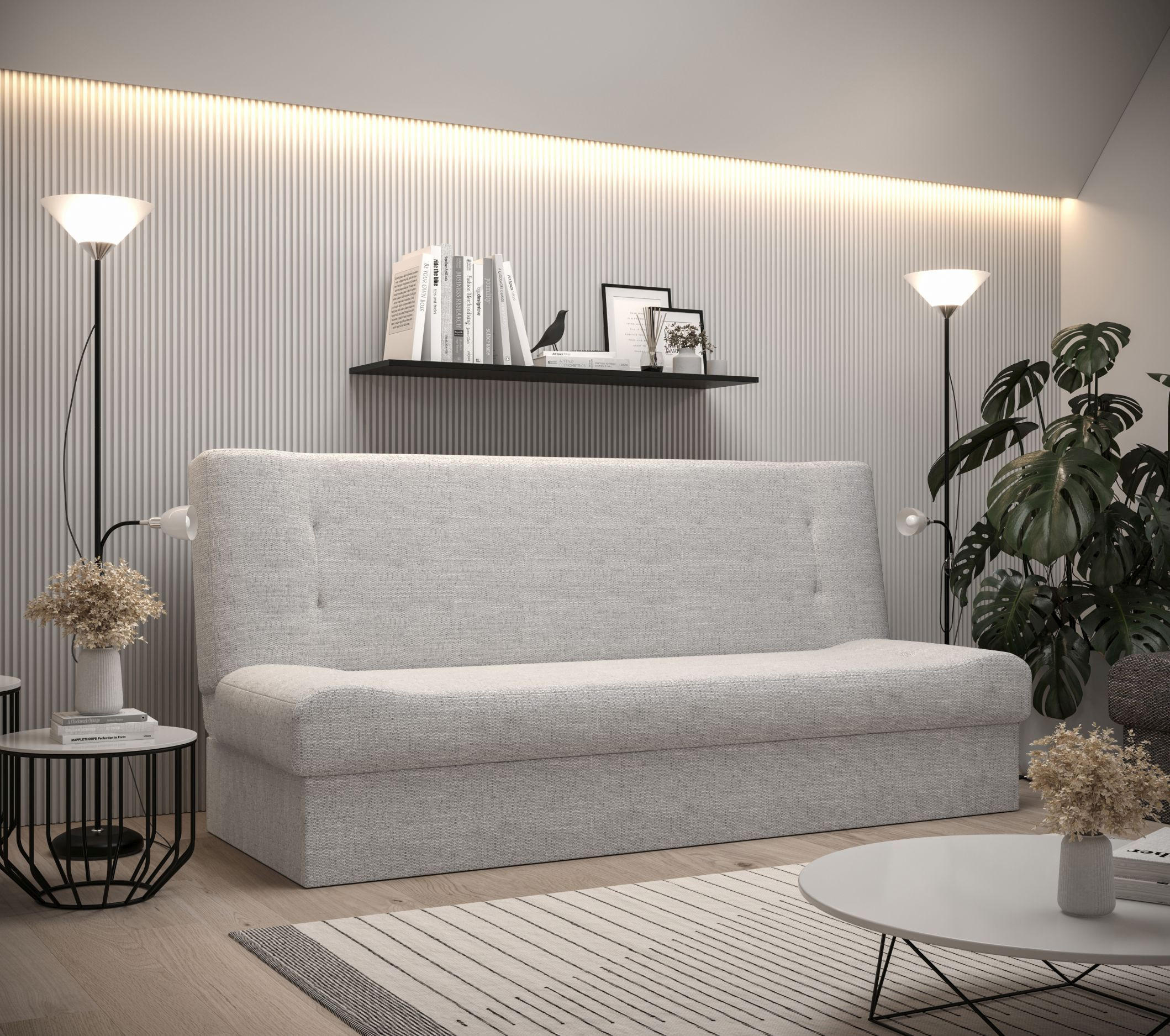 SOFA LAWA mit Schlaffunktion KORNET 18 mit Stauraum - Hellgrau, Textil (192/93/80cm) - Bedante