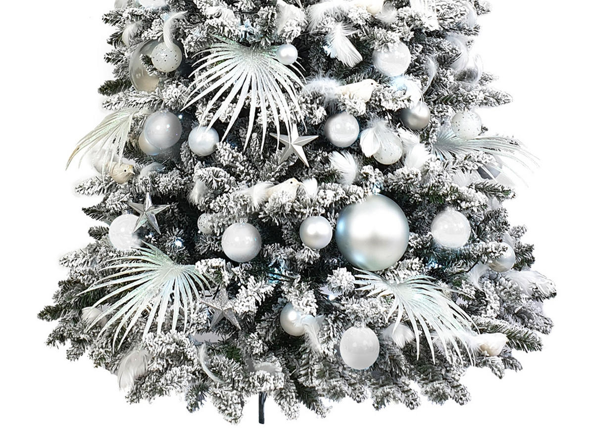 LAALU CHRISTBAUMKUGEL-SET 139 Stück in Luxusbox POLAR WHITE für Weihnachtsbaum 240-270 cm - Silberfarben/Weiß, Kunststoff/Textil (55/50/75cm) - LAALU