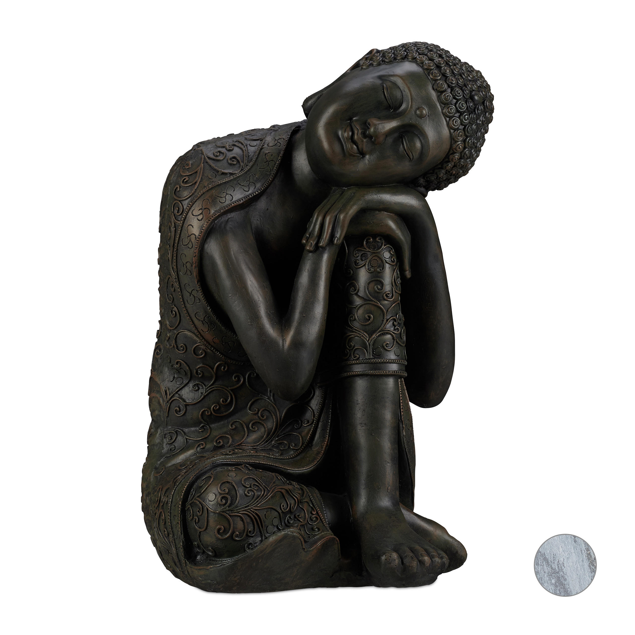BUDDHA Figur - Anthrazit, Kunststoff (35/60/35cm) - Relaxdays