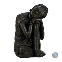 BUDDHA Figur - Anthrazit, Kunststoff (35/60/35cm) - Relaxdays
