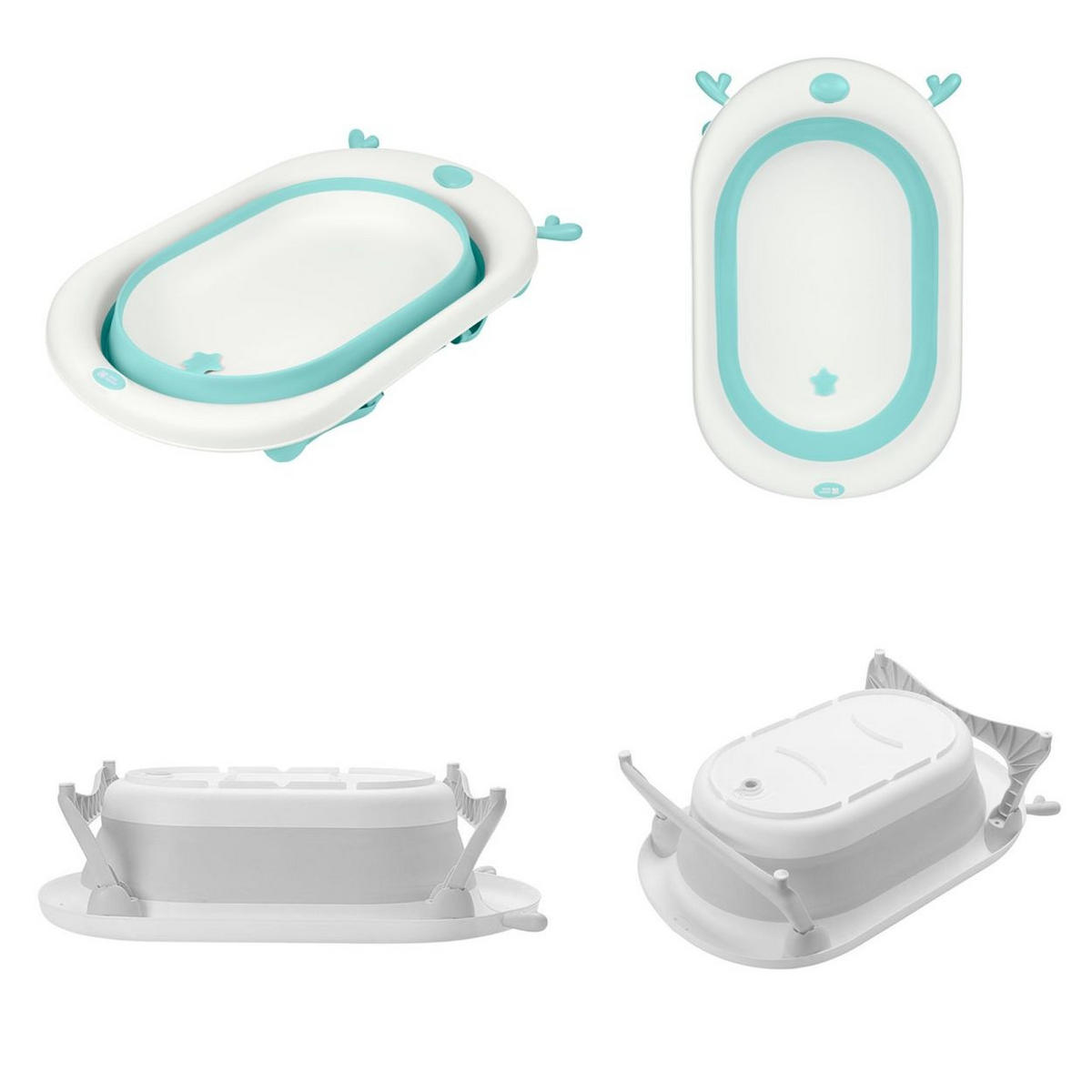 BABYBADEWANNE Foldy grün faltbar, Wasserablauf, ab Geburt, rutschfeste Beine, für unterwegs - Grün, Kunststoff (51/81.5cm) - Kikka boo