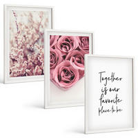 BILDER SET 3er Set - 40x60 cm Weißer Rahmen - Blumensträuße aus Rosen mit einer Inschrift - Weiß, Kunststoff (40/60cm) - TULUP