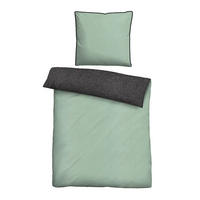 BETTWÄSCHE-GARNITUR Biber Melange UNI mint, 155x200 cm + 80x80 cm - Mintgrün, Textil (155/200cm) - biberna