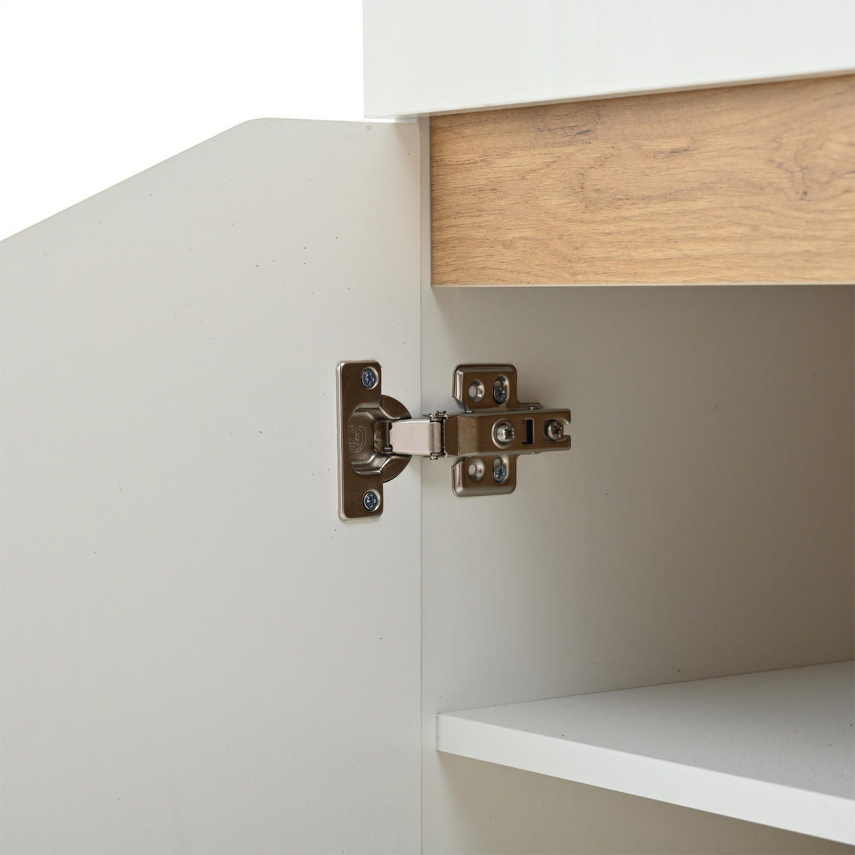 SIDEBOARD Weiß-Holzoptik mit Hochglanzfront, vier Schubladen und App-gesteuerter LED-Beleuchtung 140 × 40 × 70 cm - Weiß, Holzwerkstoff (140/70/40cm) - Luhomfu