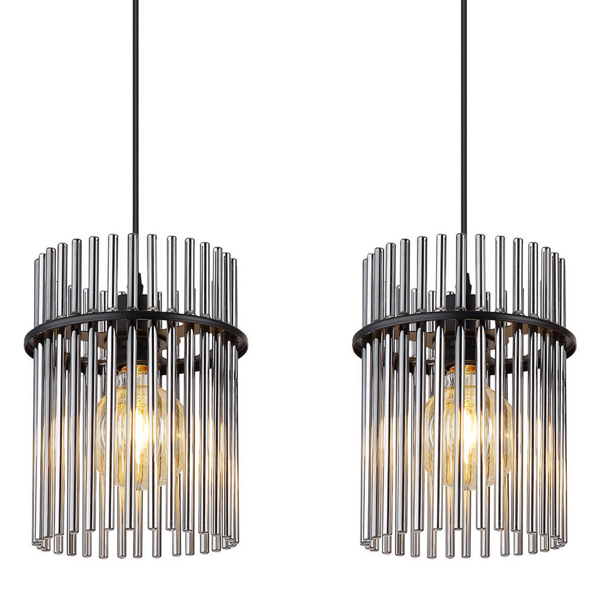 HÄNGELEUCHTE Metall Glas Grau 3 Flammig - Grau, Glas (80/20/140cm) - Globo Lighting