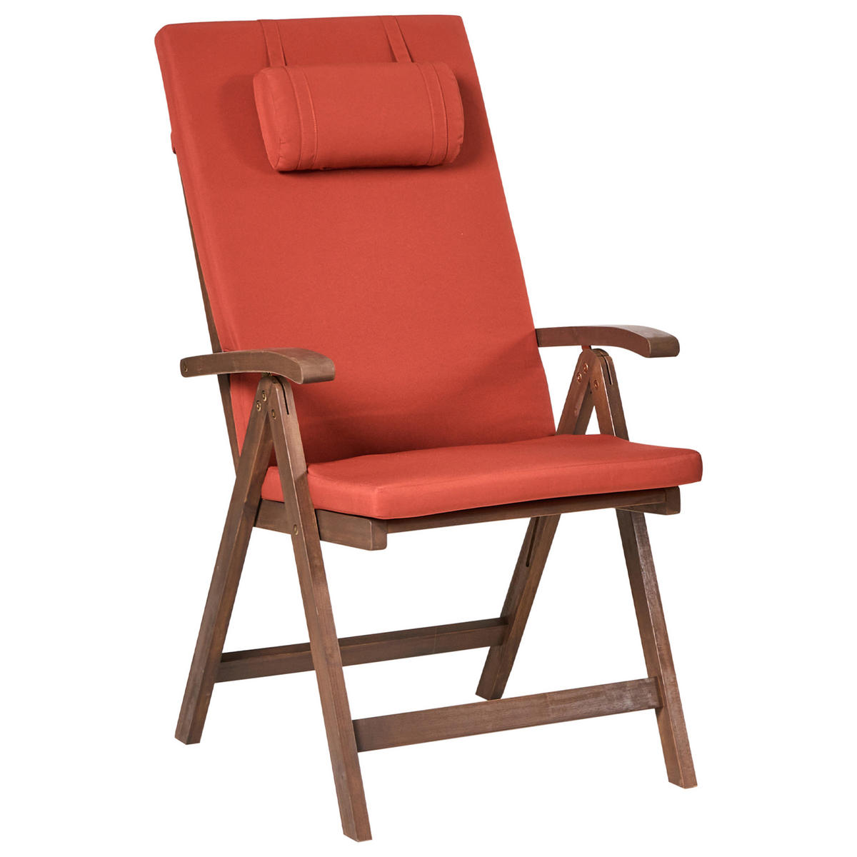 GARTENSTUHL 2er-Set Dunkelbraun/Rot Amantea Premium - Dunkelbraun/Rot, Holz (54/105/69cm) - Beliani