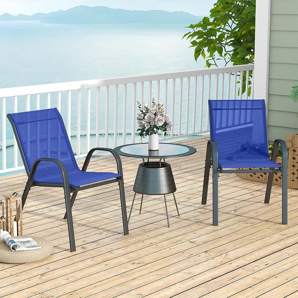 GARTENSTÜHLE Blau(4-teilig) - Blau, Metall (70/84/56cm) - COSTWAY