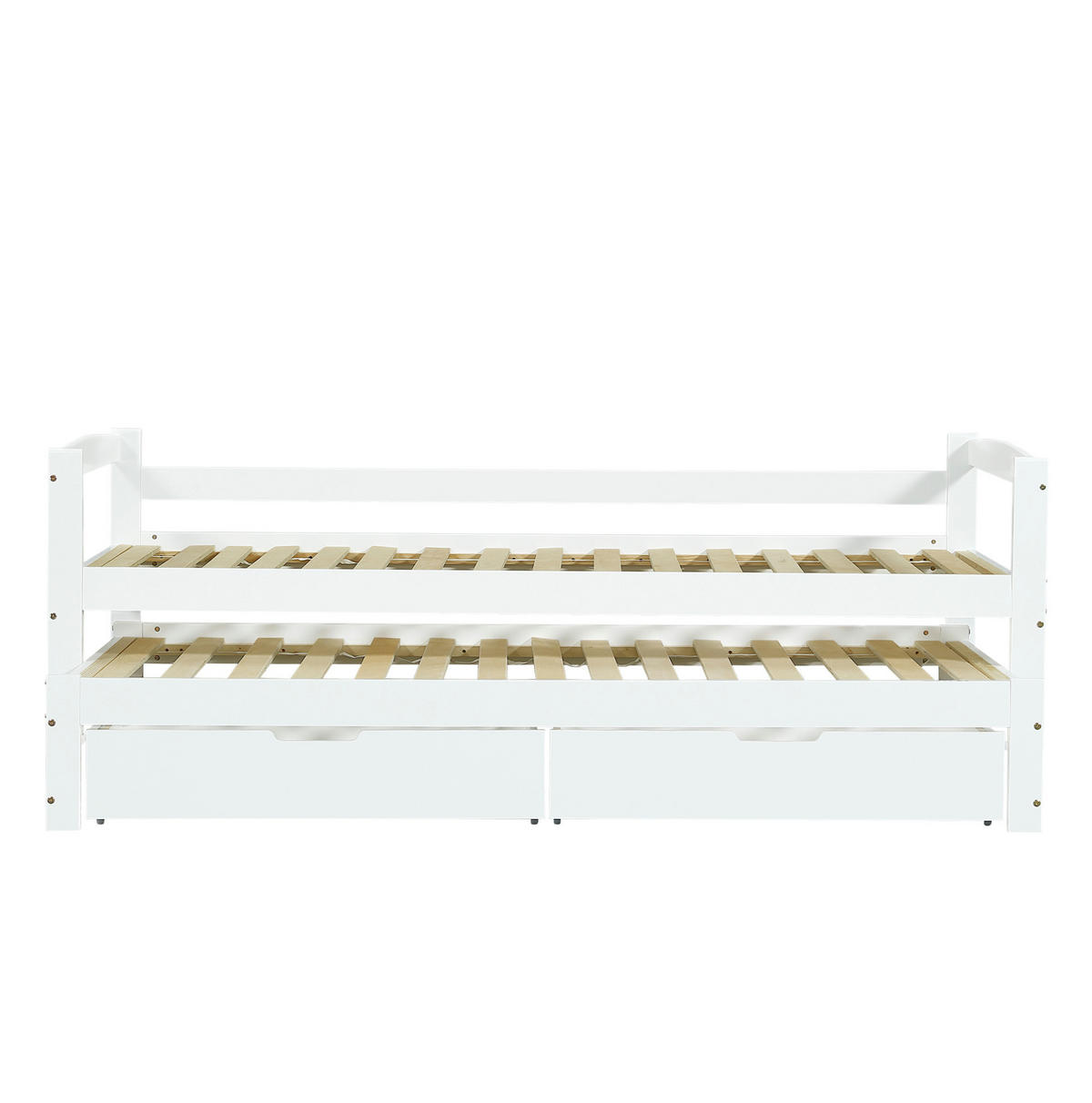 DNEVNI krevet 200/90 cm bijeli od masivnog drva i MDF-a s pomoćnim ležajem i 2 ladice - bijela, drvni materijal (90/200cm) - OKWISH