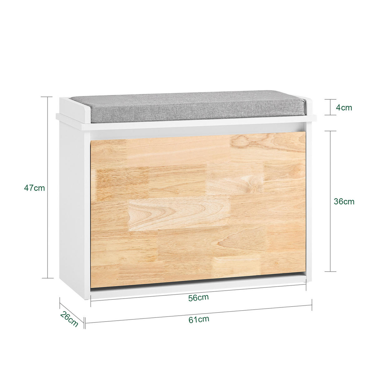 SCHUHBANK Weiß-Natur - Weiß, Holzwerkstoff (61/47/26cm) - SoBuy