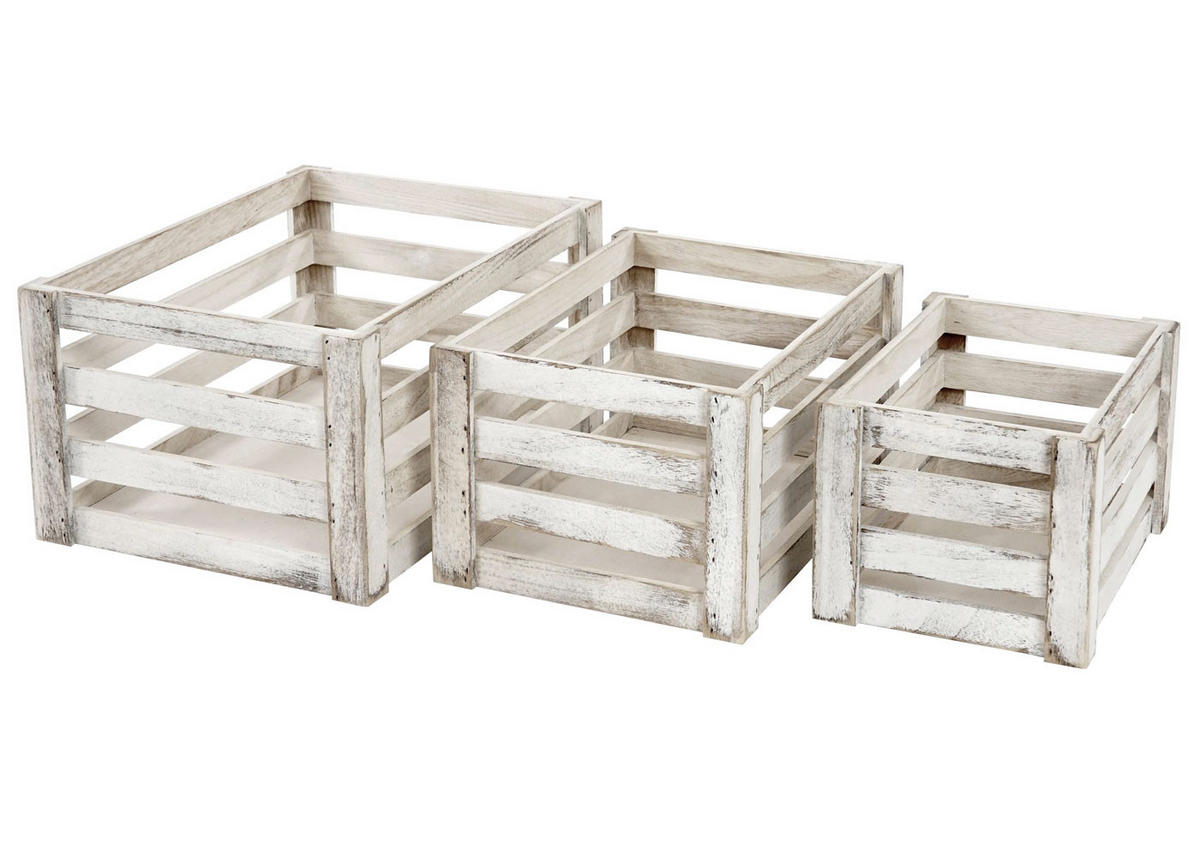 HOLZKISTE 3ER-SET Weiß 3er-Set-Set - Weiß, Holz (30/41/21cm) - MCW