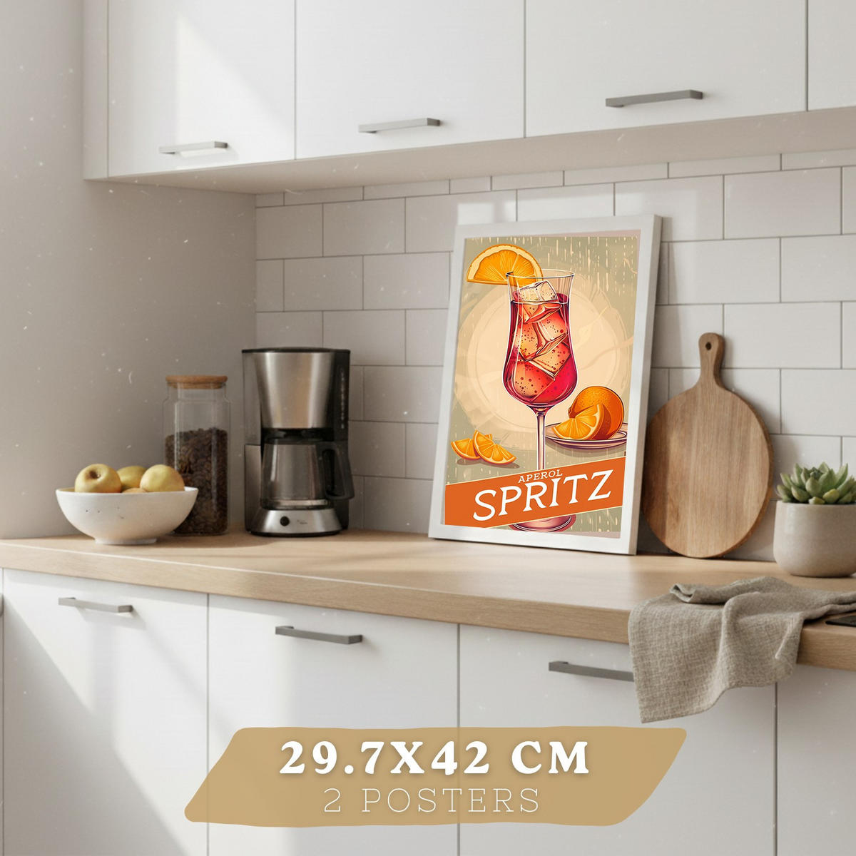 PLAKAT Sada 4 Koktejlový nápoj A3 Bílý rám - bílá, papír (29.7/1/42cm) - Nacnic