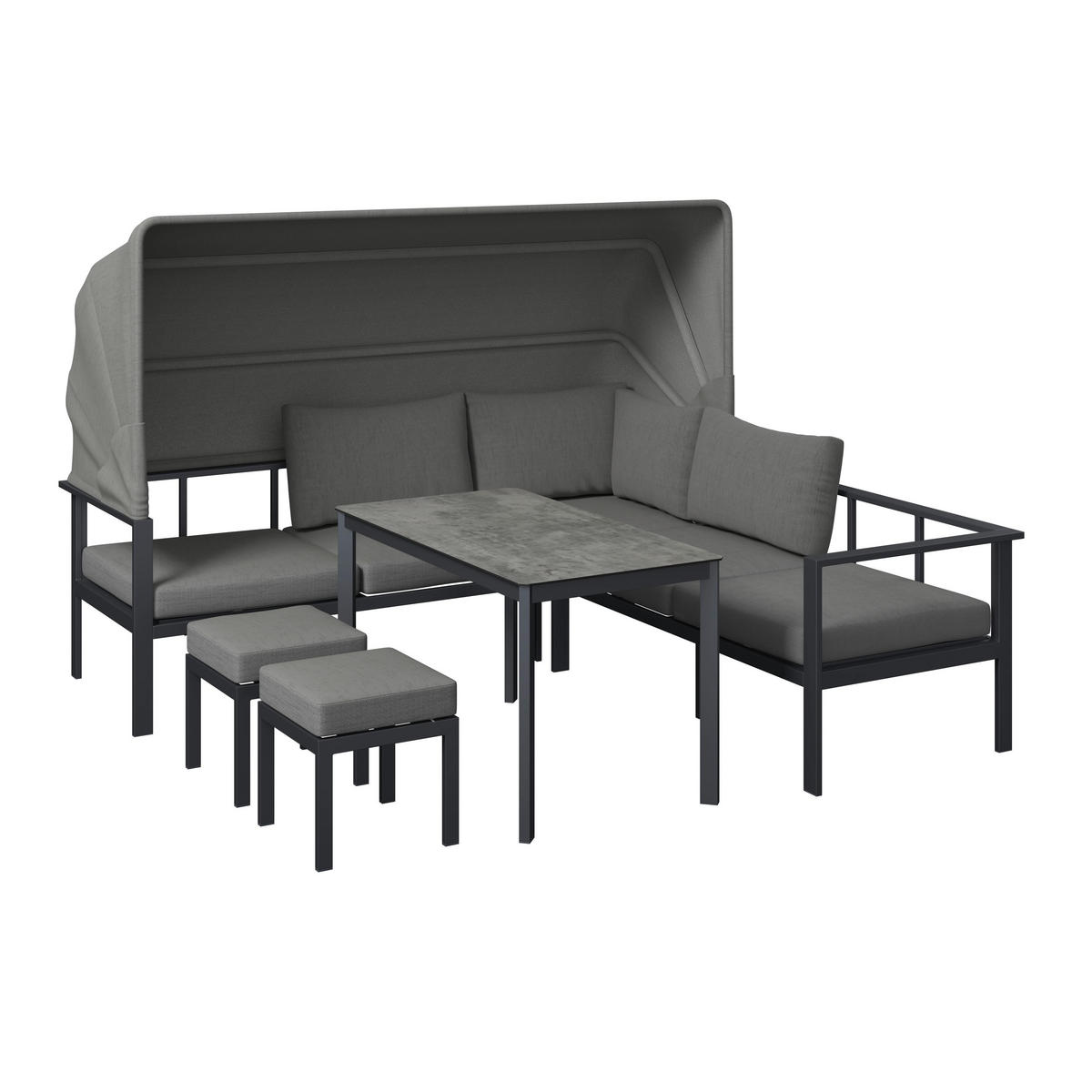 LOUNGEGARNITUR Bigi Grau/Beige - Anthrazit, Metall - Mömax