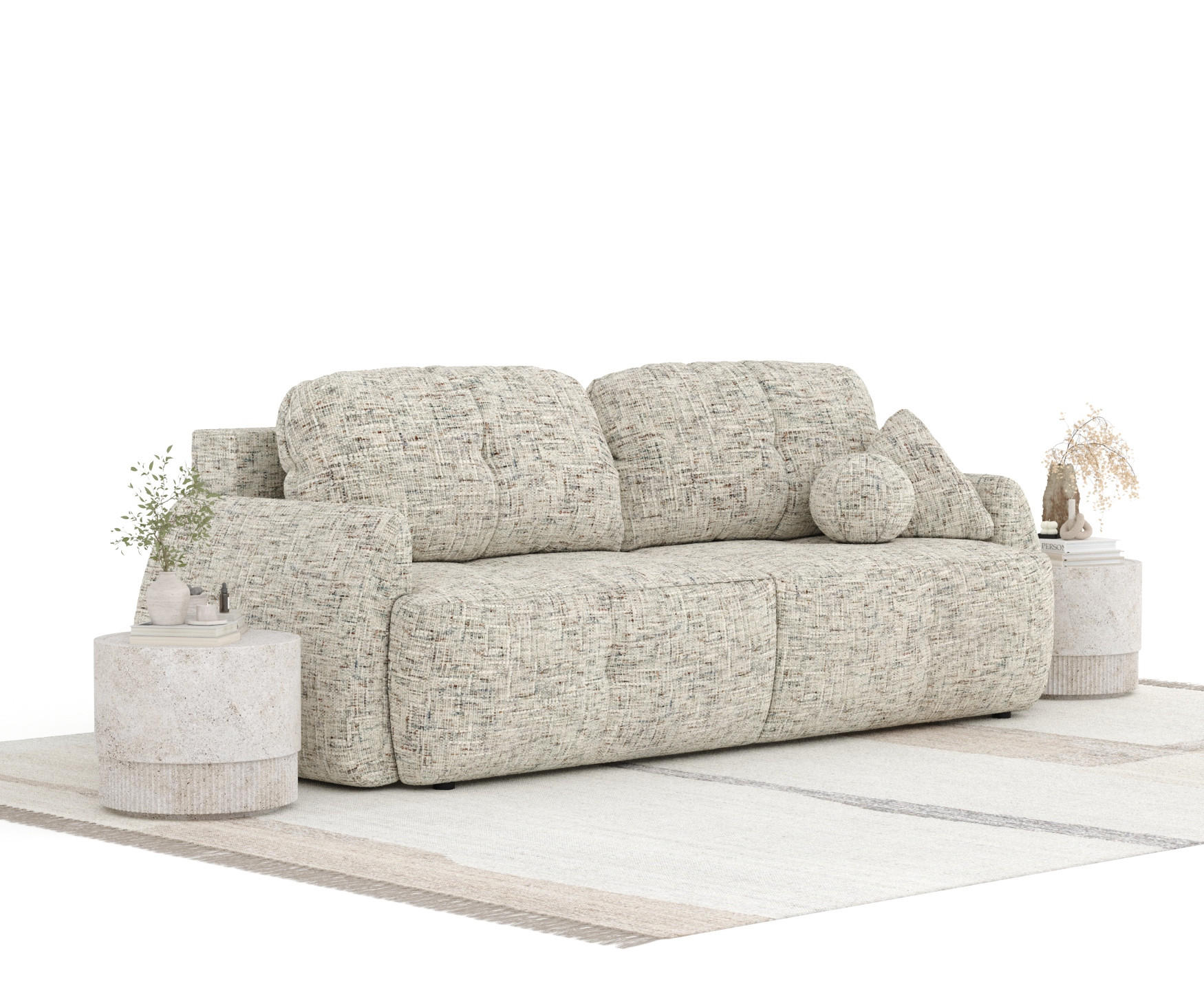 SCHLAFSOFA Loca Beige Webstoff - Beige/Schwarz, Holz/Holzwerkstoff (248/92/103cm) - Maison de Reve