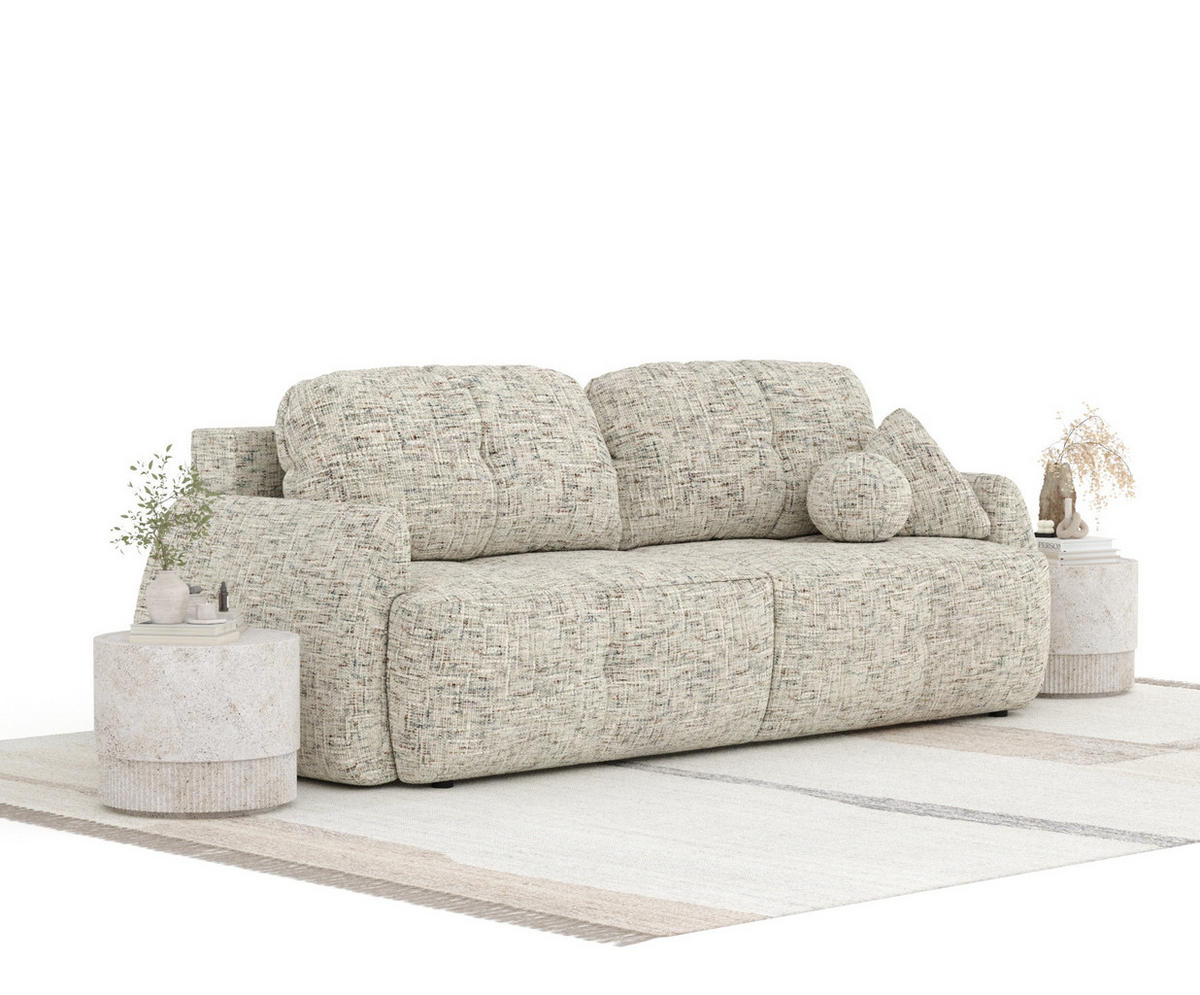 SCHLAFSOFA Loca Beige Webstoff - Beige/Schwarz, Holz/Holzwerkstoff (248/92/103cm) - Maison de Reve