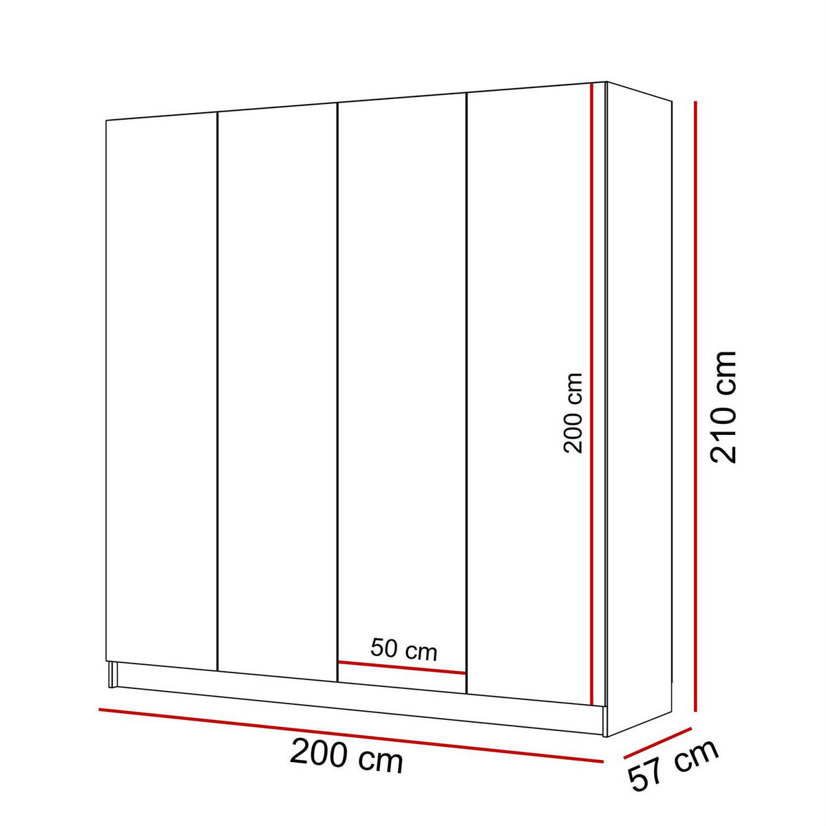 KLEIDERSCHRANK AUREL 4D in KASCHMIR mit Spiegel - Kaschmir/Beige, Holzwerkstoff (200/200/57cm) - Lookway