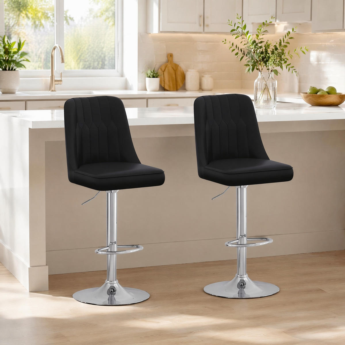 BARHOCKER 2er-Set Schwarz höhenverstellbar und 360° drehbar - Schwarz, Metall (44/117.5/44cm) - MIVRAY