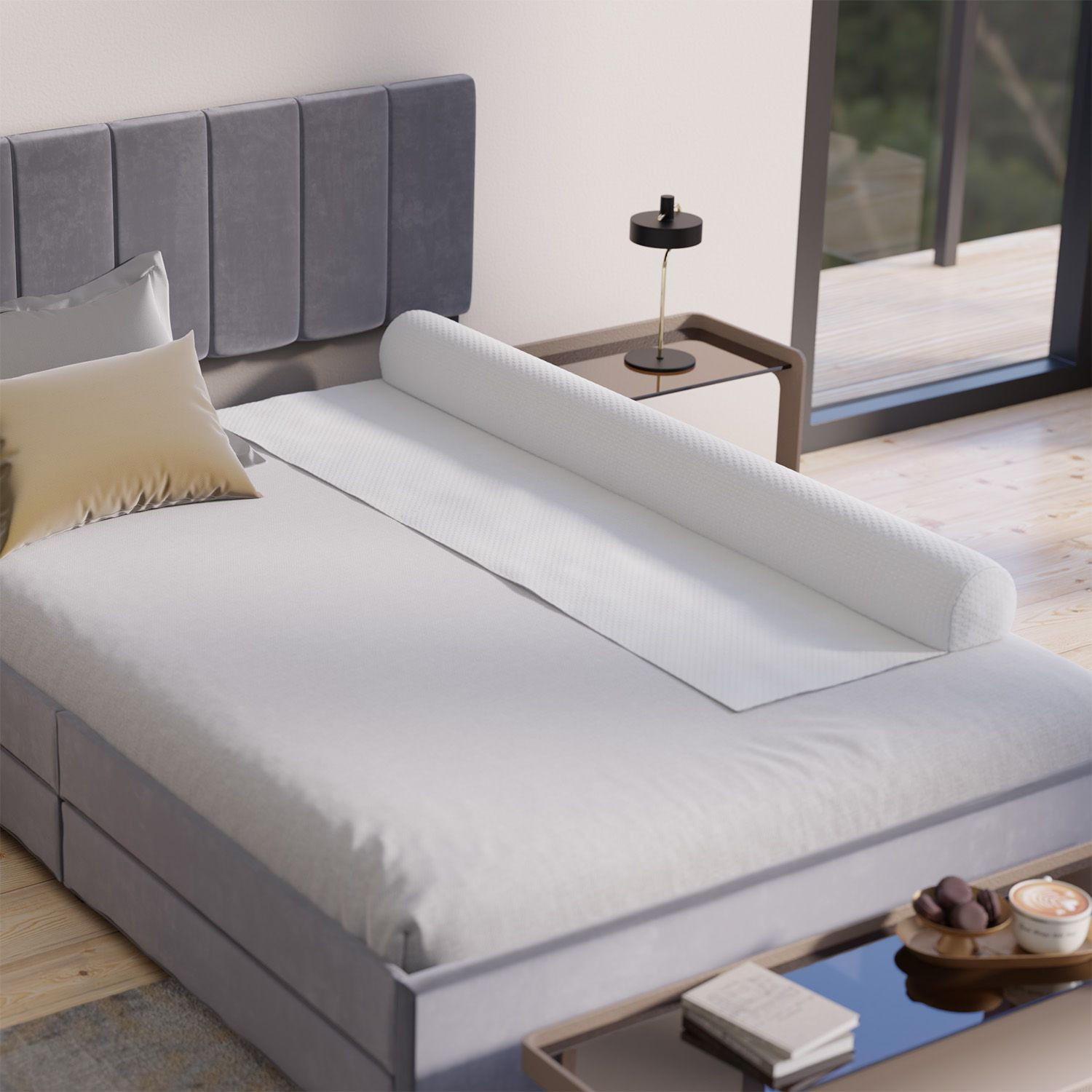 RAUSFALLSCHUTZ Louana Weiß 180 cm aufblasbar - Weiß, Textil (18/180cm) - Juskys
