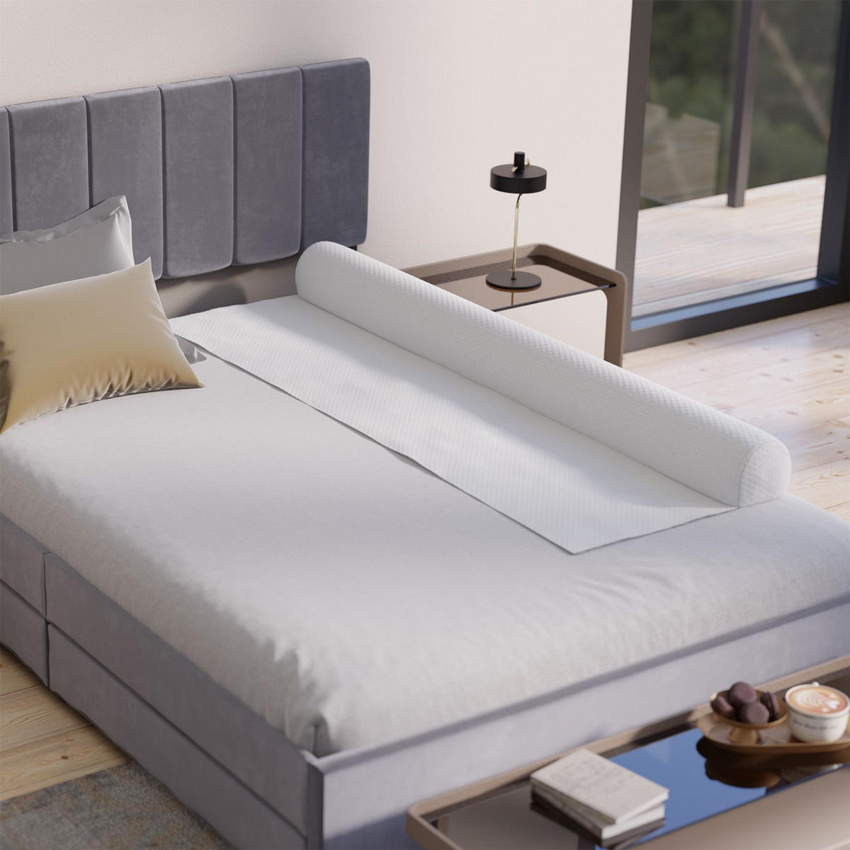 RAUSFALLSCHUTZ Louana Weiß 180 cm aufblasbar - Weiß, Textil (18/180cm) - Juskys
