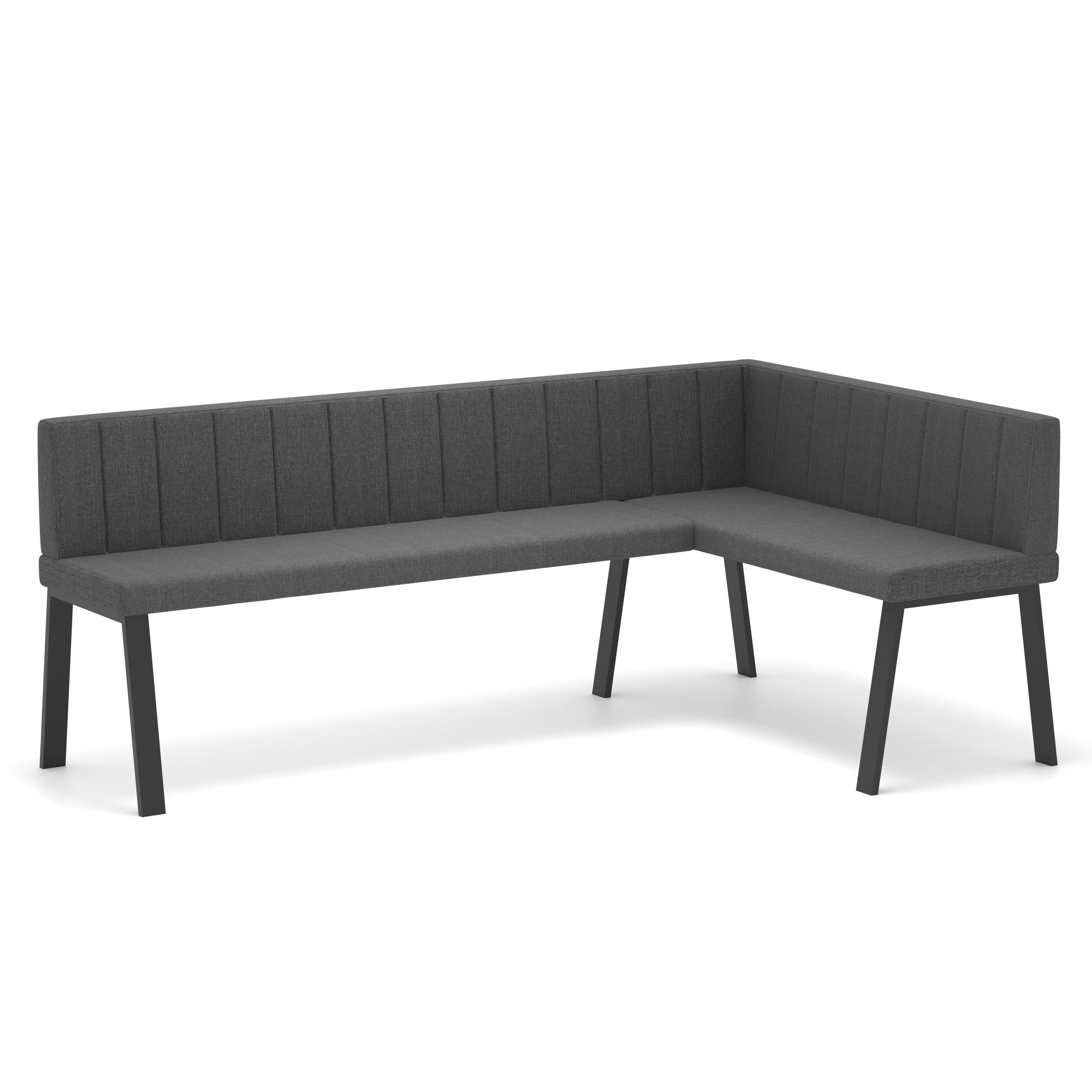 ECKBANK rechts MONO Y Webstoff gesteppt, 128/168 cm Dunkelgrau - Dunkelgrau, Textil/Metall (128/168cm) - Idohome