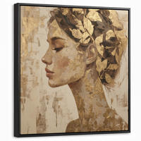 LEINWAND Bilder mit Rahmen - Frau - Gold - Abstrakt - Textur - 50x50 - Goldfarben, Textil (50/50cm) - MuchoWow